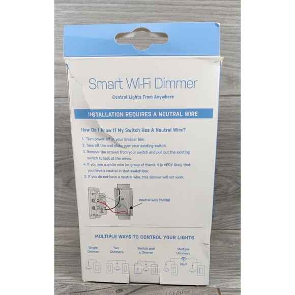 Feit Electric DIM/WIFI Smart Wi-Fi Dimmer - White-Google-Apple - Picture 2 of 11